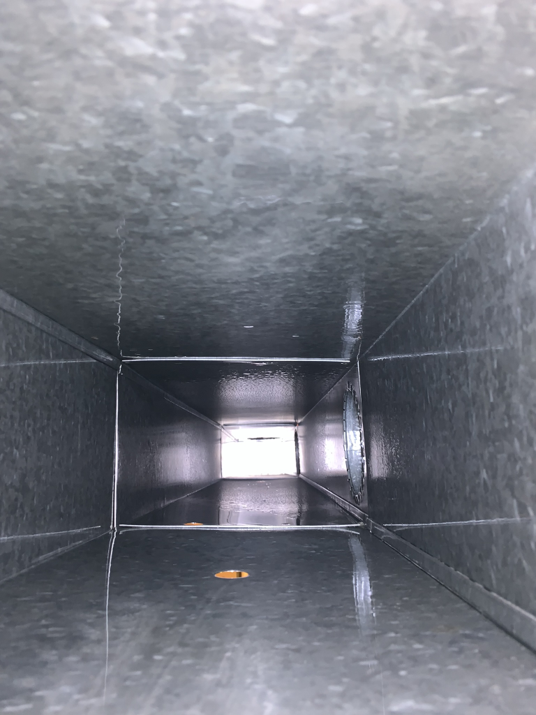 After air duct cleaning showing clean residential ductwork in Novi, Michigan